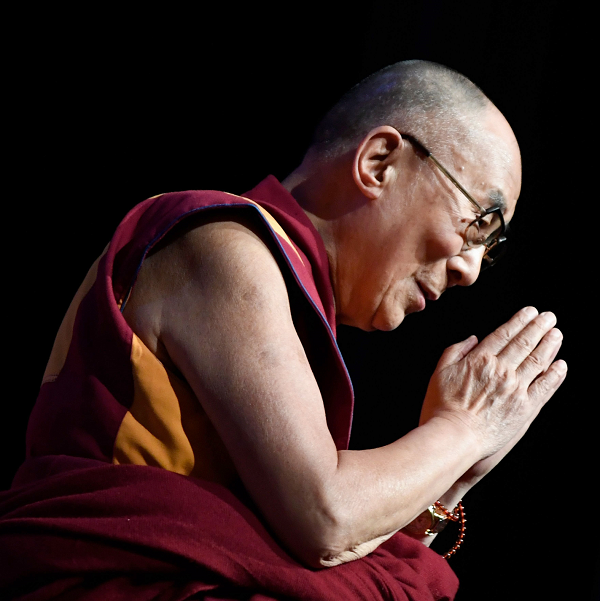 A photo of the Dalai Lama in profile