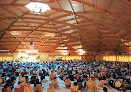 A group meditation in one of Fairfields golden domes